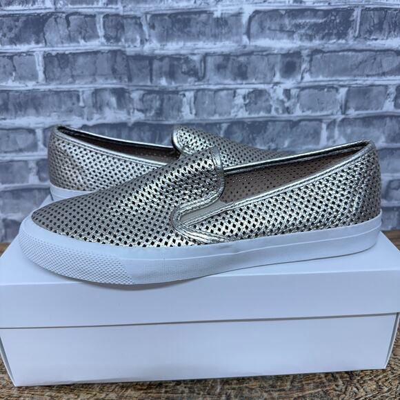 Sperry Slip On Loafers Seaside Perf Pewter STS80119 Womens Sized 9.5 New - Picture 1 of 8